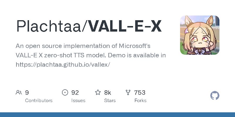 GitHub - Plachtaa/VALL-E-X: An open source implementation of Microsoft's VALL-E X zero-shot TTS model. Demo is available in ht…