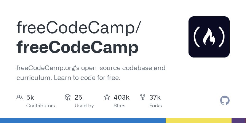 GitHub - freeCodeCamp/freeCodeCamp: freeCodeCamp.org's open-source codebase and curriculum. Learn to code for free.