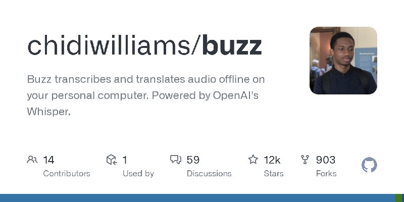 GitHub - chidiwilliams/buzz: Buzz transcribes and translates audio offline on your personal computer. Powered by OpenAI's Whisper.