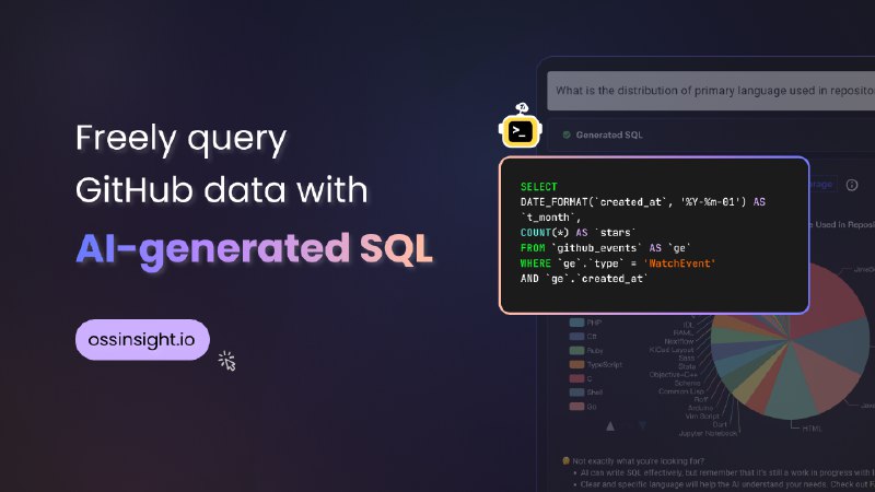 GitHub Data Explorer: Discover insights in GitHub event data with AI-generated SQL | OSS Insight