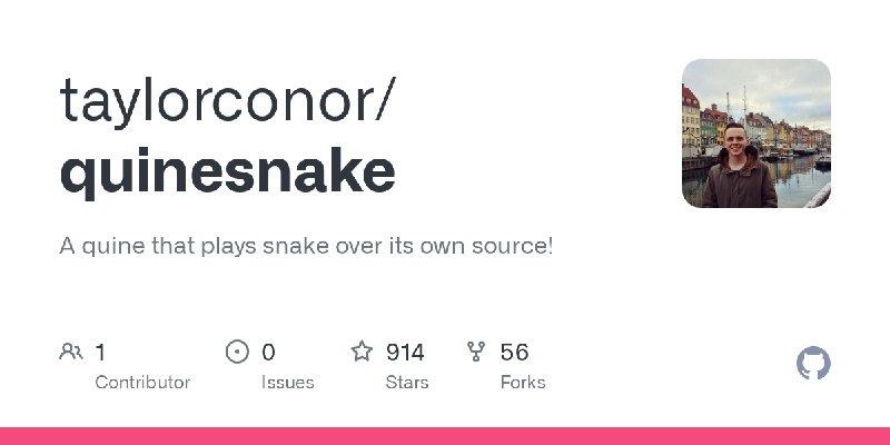 GitHub - taylorconor/quinesnake: A quine that plays snake over its own source!