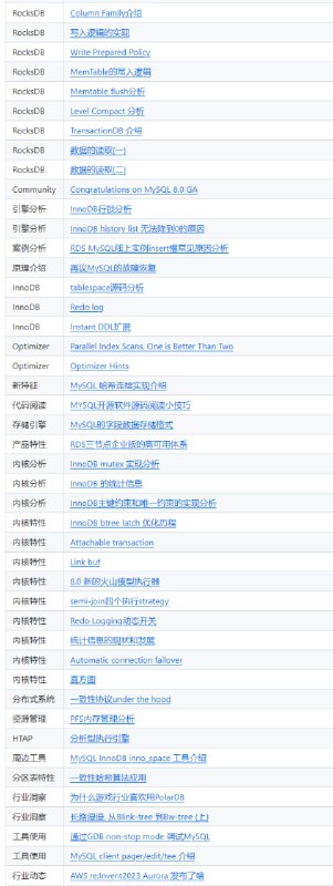 阿里云数据库内核月报分类整理 | #数据库这个项目会定期整理，分类展示阿里的数据库内核月报内容，介绍各类数据库的知识