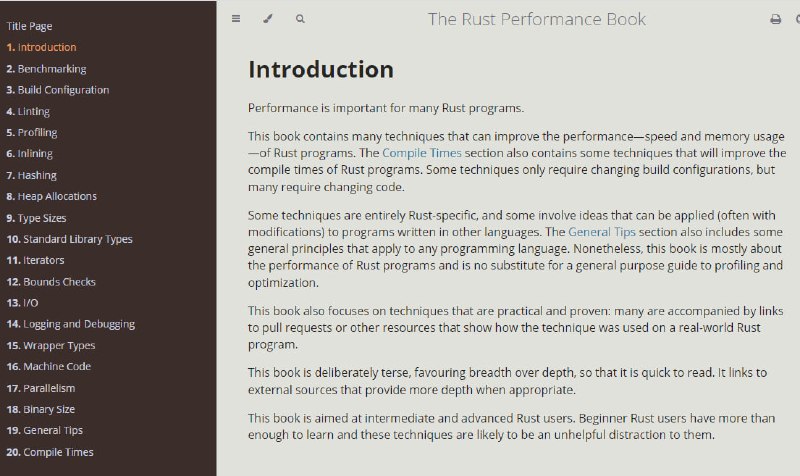 性能对于许多 Rust 程序来说很重要