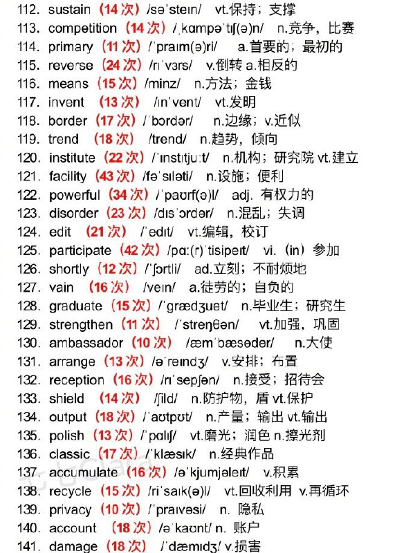 10天背完四级高频核心词10天背完四级高频核心词