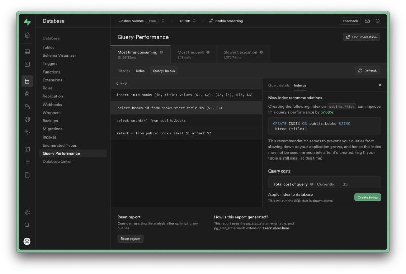 supabase 最近开源了一个 PostgreSQL 插件，可以直接提供数据库索引的建议，以提高查询性能