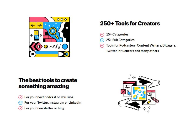 Creators Toolkit 为播客、博客、社区所有者、影响者和其他创造者提供的最大的 #工具 集合Creators Toolkit 为播客、博客、社区所有者、影响者和其他创造者提供的最大的 #工具 集合