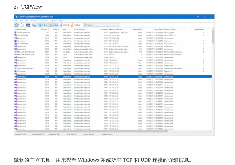 微软官方工具， tcp udp 查看