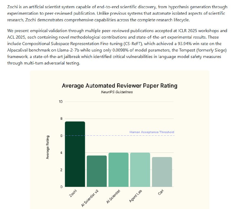 Zochi：全球首个能完成从假设生成到实验再到同行评审发表的AI科学家系统