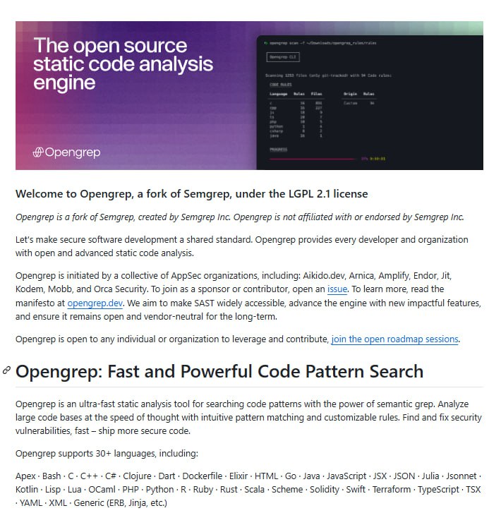 一款强大的开源静态代码分析工具，能快速发现代码中的安全问题
