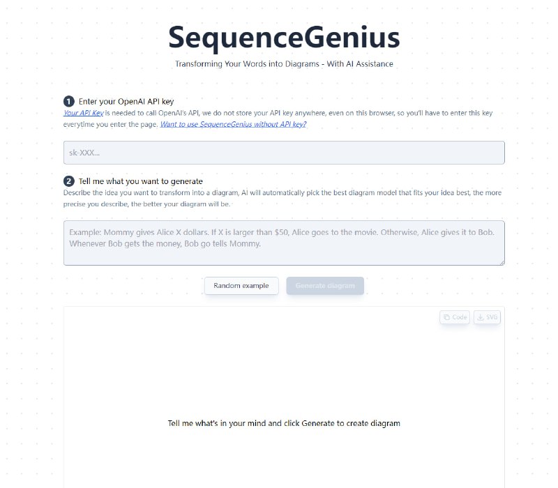 sequencegenius 通过告诉AI你的想法来生成序列图