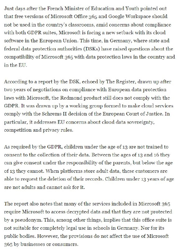 Microsoft 365因隐私问题在德国学校被禁 | 文章