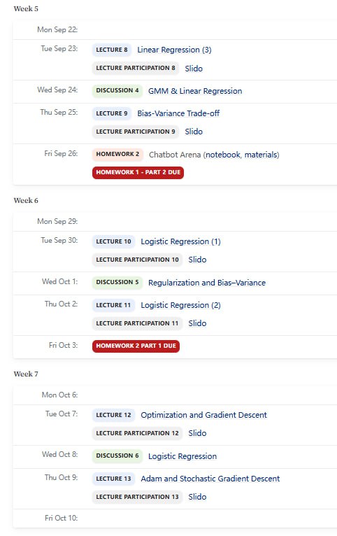 加州大学伯克利分校的机器学习导论课程（2025年秋季版）本课程介绍机器学习的理论基础、算法和应用，将数学的严谨性与实践经验相结合