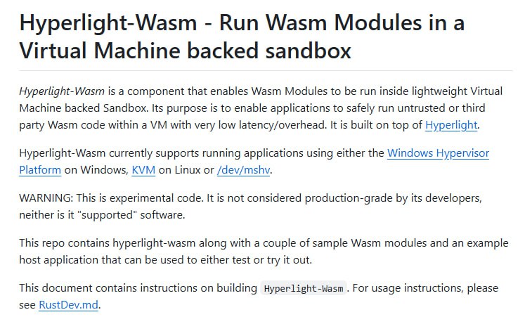 Hyperlight-Wasm：让Wasm模块和组件在轻量级虚拟机沙盒中安全运行的Rust库