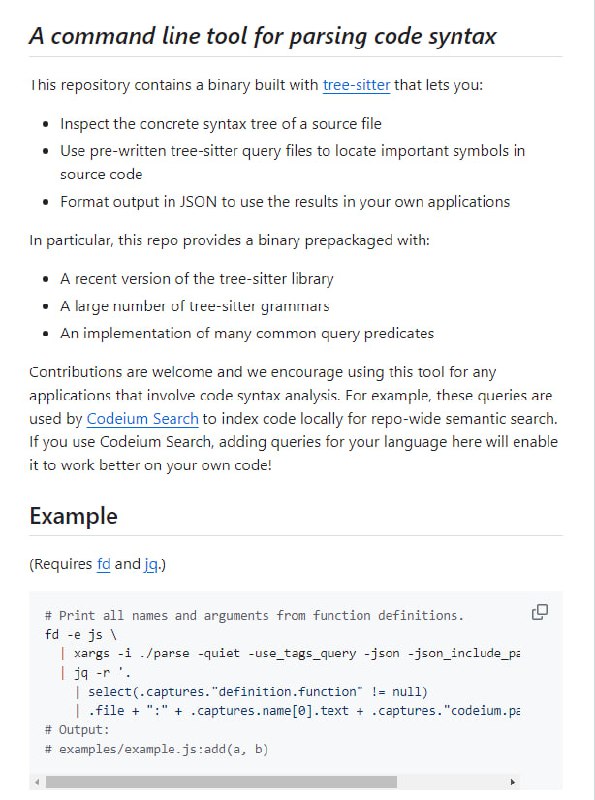 命令行代码解析工具，支持语法解析，帮用户轻松处理代码格式codeium-parse | #工具