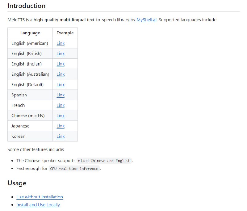 MeloTTS：高质量多语言文本转语音库