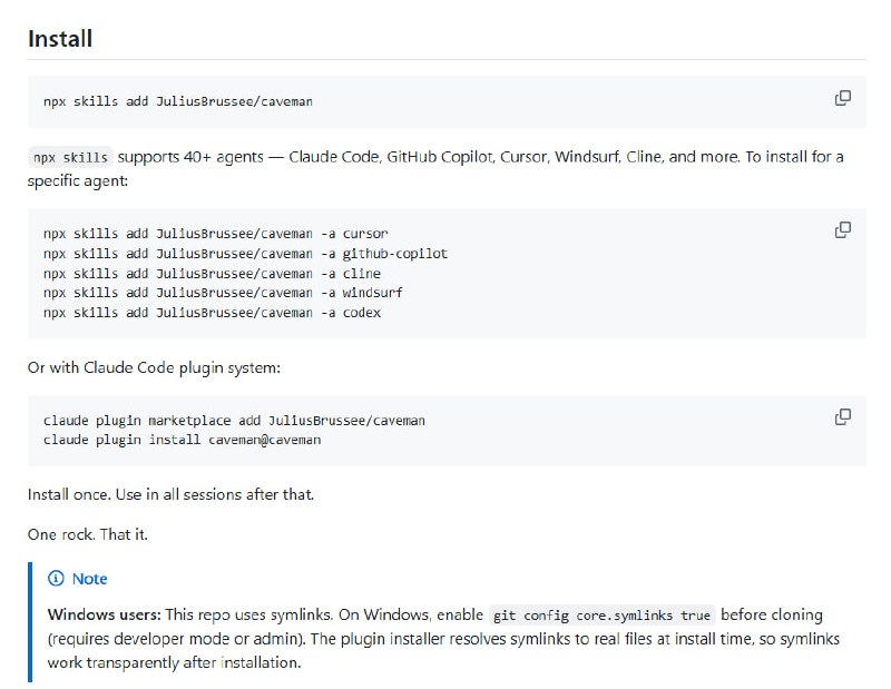 Caveman，一个 Claude Code 技能/插件和 Codex 插件，让Agent说话像原始人人——在保持完全技术准确性的同时，减少约 75% 的 token