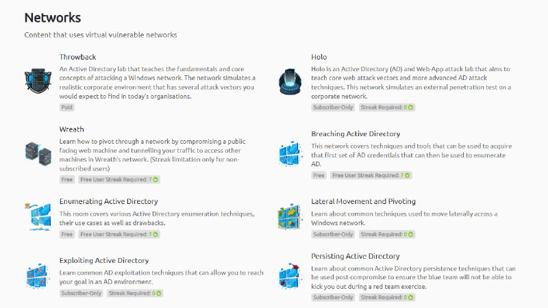 tryhackme.com 找到一个关于攻防知识的学习站点，也有其他的和网络相关的东西