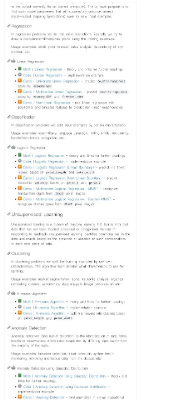 流行机器学习算法的Python示例，带有交互式Jupyter演示和数学解释Homemade Machine Learning | #机器学习