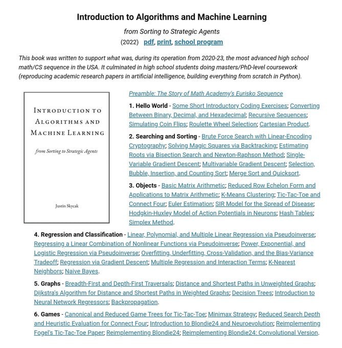 一位数学教育者的理想主义实验：如何让高中生做到硕博级别的研究Justin Skycak分享了他为美国最高阶高中数学/计算机科学课程编写的教材，现已免费公开