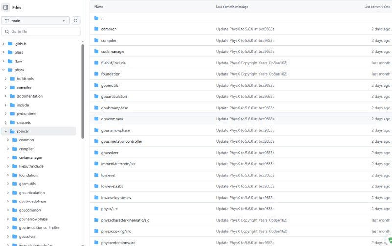 PhysX CUDA 内核代码正式开源：physx/source | physx/CHANGELOG.mdPhysX CUDA 内核代码正式开源：physx/source | physx/CHANGELOG.md