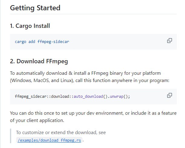 FFmpeg Sidecar：将独立的FFmpeg二进制文件封装在直观的迭代器接口中，提供极简依赖、自动下载FFmpeg CLI（如需要）、支持Windows、MacOS和Linux，以及彻底的单元测试FFmpeg Sidecar：将独立的FFmpeg二进制文件封装在直观的迭代器接口中，提供极简依赖、自动下载FFmpeg CLI（如需要）、支持Windows、MacOS和Linux，以及彻底的单元测试
