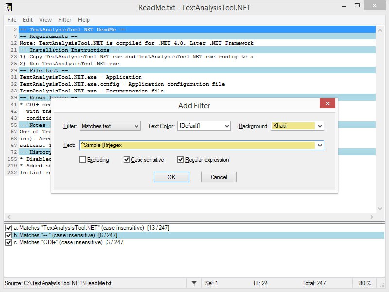 TextAnalysisTool.NET是一款文本分析工具，旨在快速高效地查看、搜索和导航大型文件