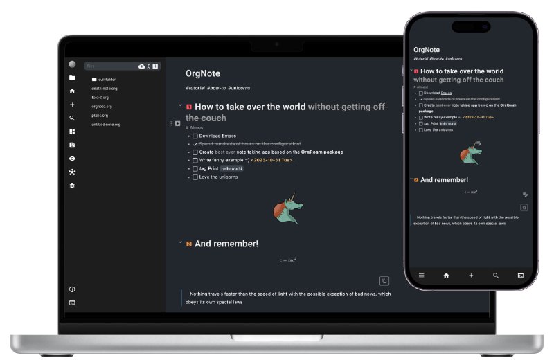 Org Note. Note taking application.：基于 Zettelkasten 方法的笔记系统，旨在帮助用户高效地组织和存储笔记