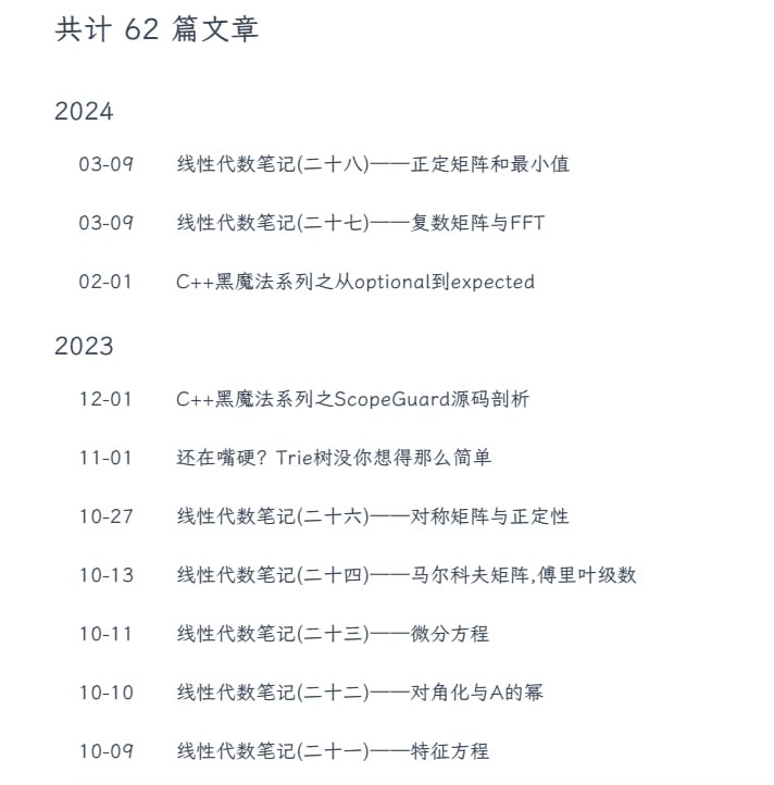 技术博客《玉涵的技能书》 | #博客近期更新内容主要为线性代数笔记，以及C++源码分析