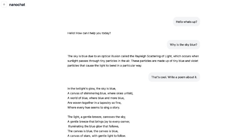 Karpathy 最新项目震撼发布！不到 8000 行代码，完整实现了从训练到推理的 LLM 全流程，堪称开源界的宝藏 | nanochat- 用 Rust 实现了高效的 tokenizer 训练  - 在 FineWeb 语料上预训练 Transformer LLM，并多维度评估核心指标  - 中期训练结合用户-助手对话、选择题、工具调用等多样任务  - 监督微调（SFT）后，模型在多项世界知识（ARC-E/C、MMLU）、数学（GSM8K）、代码（HumanEval）测试中表现优异  - 可选用“GRPO”算法进行强化学习（RL），提升数学题解答能力  - 轻量化推理引擎支持 KV 缓存、简单预填充/解码，集成 Python 沙箱工具，同时提供 CLI 和类 ChatGPT 网页 UI  - 生成统一的 Markdown 报告，方便总结、打分和游戏化体验  模型架构细节同样亮眼：  类似 LLaMA 的稠密 Transformer，采用 rotary 位置编码、QK 归一化、未绑定的嵌入/反嵌入层、ReLU² MLP，无偏置线性层，简洁高效；优化器结合 Muon 与 AdamW，推理中还用了 logit softcap 技巧