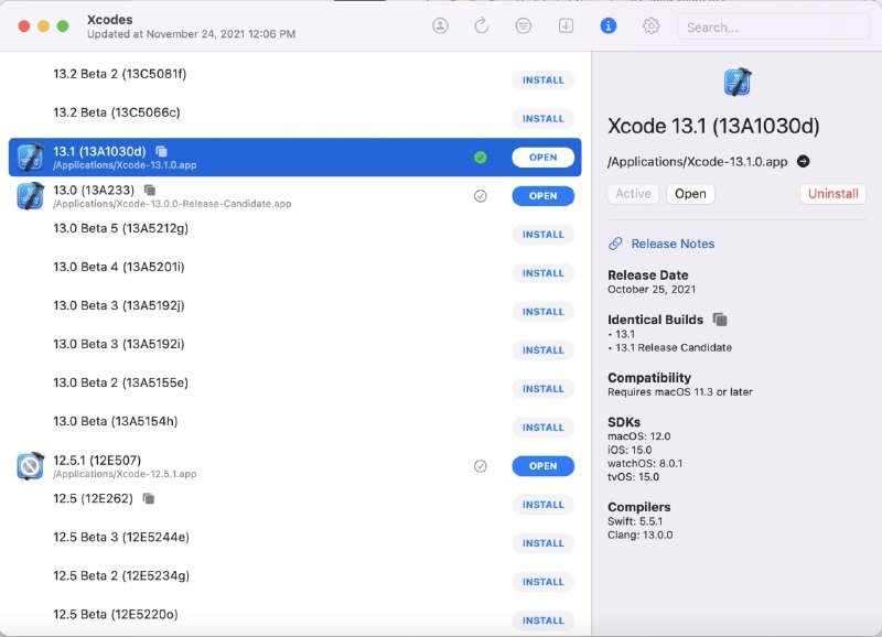 XcodesApp是一款开源的Swift编写的 macOS应用，可以用来安装多个Xcode版本，并且轻松地在多个版本之间切换 - 只需单击鼠标