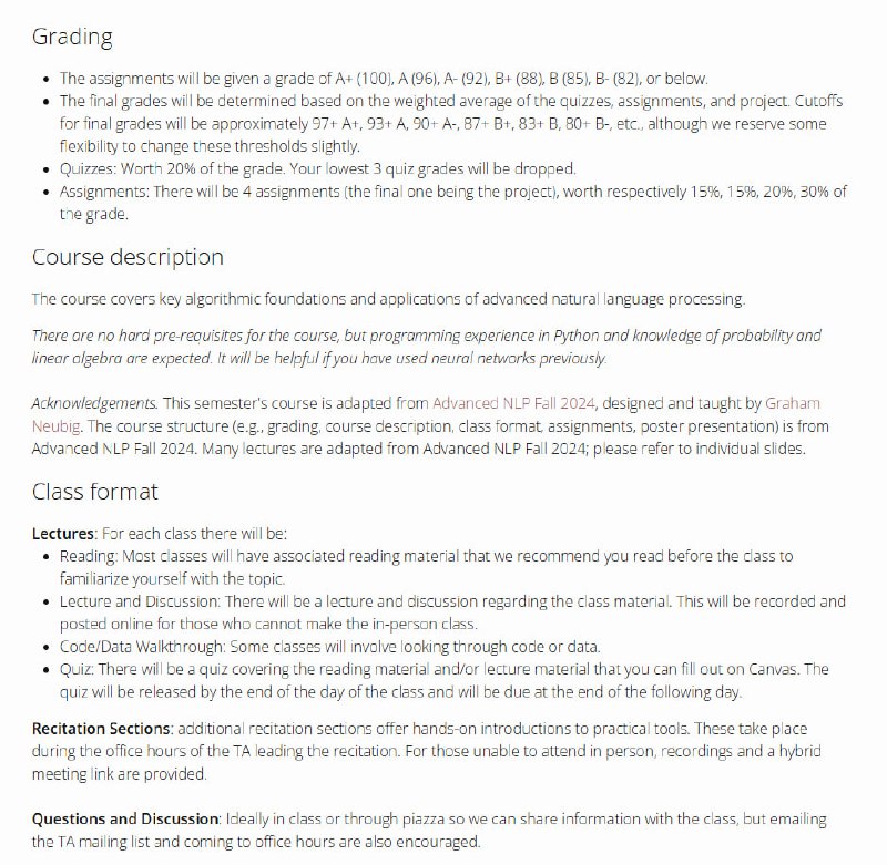 CMU Advanced NLP S2025：卡内基梅隆大学春季2025高级自然语言处理课程，带你深入探索NLP前沿技术