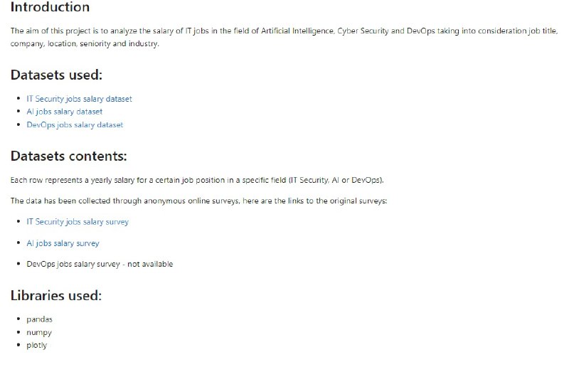 IT 职位薪资分析（人工智能、网络安全和 DevOps）​​​| Github