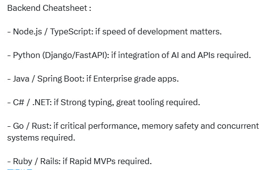 Kr$na分享后端技术选型思路：- Node.js/TypeScript：开发速度优先时首选，生态丰富，适合快速迭代