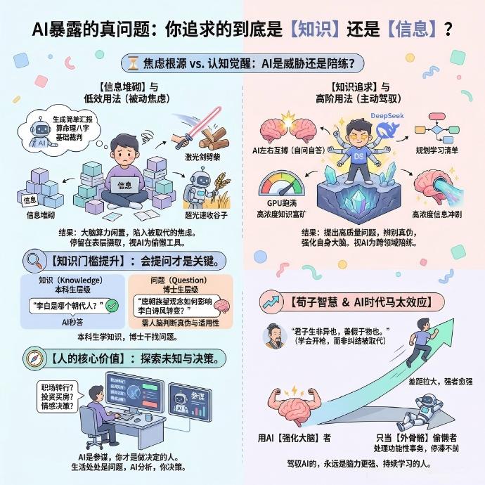 AI暴露的真问题：你追求的到底是知识还是信息？AI冲击的不是知识本身，而是那些停留在信息搬运层面的“伪知识”
