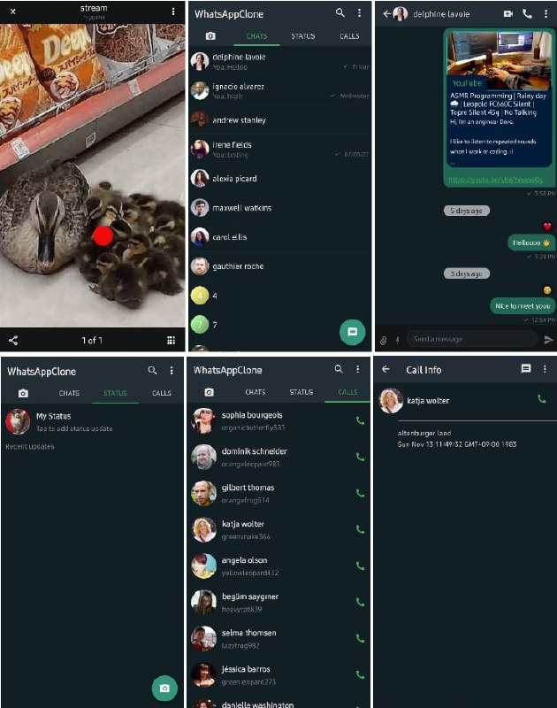 WhatsApp 克隆项目：What's App Clone Project，实现了较为完善的聊天 UI 组件、实时消息系统，满足可重用性、并行构建等开发设计理念