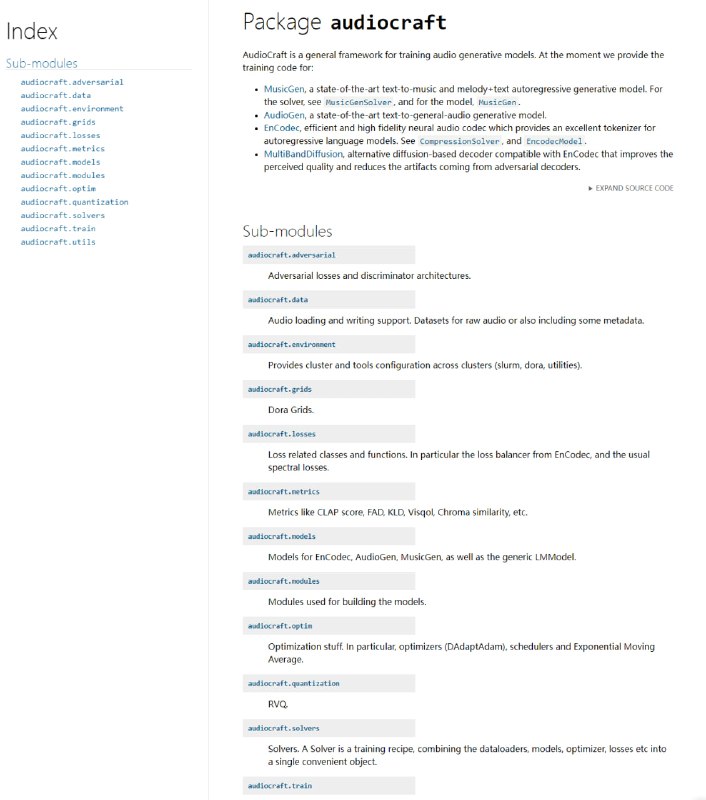 AudioCraft：用于深度学习音频生成研究的PyTorch库