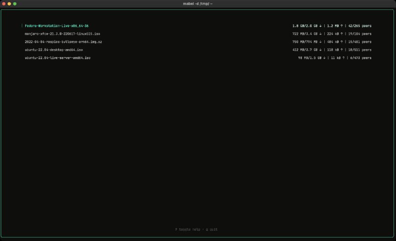 一个花哨的BitTorrent终端客户端Mabel一个花哨的BitTorrent终端客户端Mabel