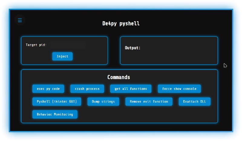 用于Python逆向工程的工具包，特点包括高级反混淆、执行Python代码、字符串提取、移除退出函数、获取所有函数、Pyshell图形界面等功能，支持GUI和命令行，还有文件分析和行为监控功能