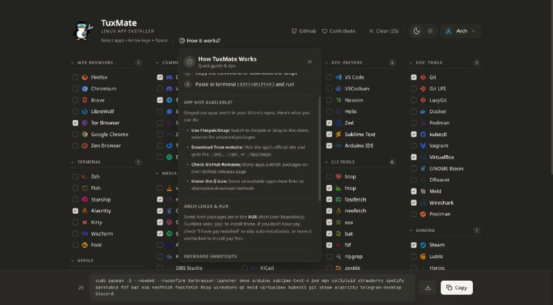 重装 Linux 系统或配置新机器时，通常需要手动输入大量命令来安装常用软件，不仅要记忆繁琐的包名，还要针对不同发行版切换指令，过程既枯燥又容易出错