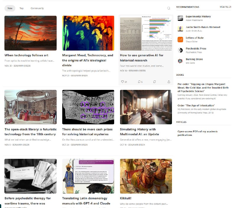 Res Obscura 是由加州大学圣克鲁兹分校的历史学教授本杰明·布林（Benjamin Breen）创办的一个Substack平台，涉及科技、医学、科学、艺术、药物历史的笔记，平台还探讨了在研究和教学中使用人工智能的话题