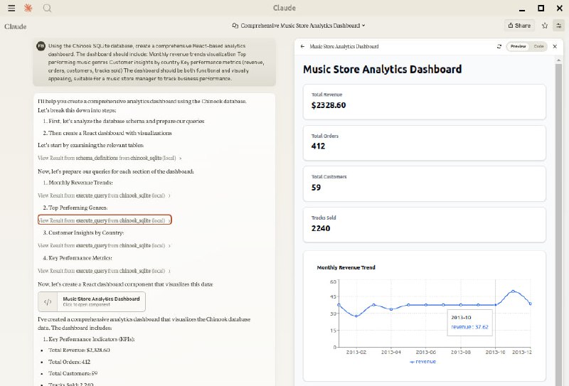 MCP Alchemy 打通 LLM 与关系型数据库的桥梁，助力 Claude Desktop 实现智能数据库交互：• 支持主流数据库：PostgreSQL、MySQL、MariaDB、SQLite、Oracle、MS SQL Server、CrateDB、Vertica 等所有 SQLAlchemy 兼容数据库  • 直接访问数据库结构，自动识别表关系，帮助理解复杂数据模型  • 辅助生成与校验 SQL 查询，提升查询效率与准确度  • 支持大数据集分析，结合 claude-local-files 实现完整结果集访问与详细报告生成  • 连接池优化设计，自动处理连接超时与重连，保证长时间稳定运行  • 灵活配置环境变量，满足多场景定制需求，包括连接参数与查询输出长度  • 开源免费，社区活跃，持续维护与功能迭代，欢迎贡献代码与反馈  • 安装便捷，支持 PyPI 一键部署，快速集成 Claude Desktop  让 LLM 不再是孤立的智能体，而是数据库专家级助手，极大提升数据洞察与操作效率