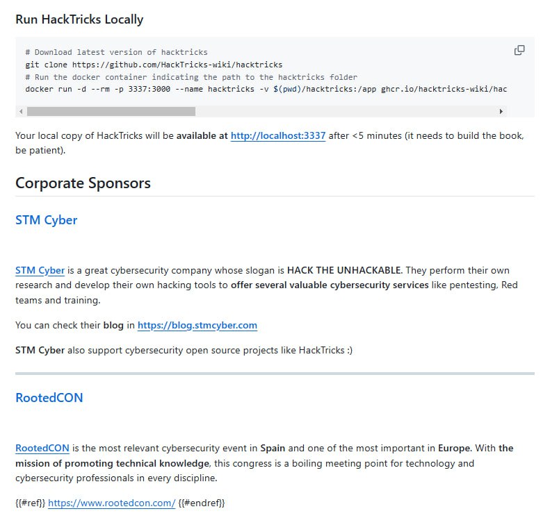 HackTricks：网络安全领域的“百科全书”，汇集了CTF竞赛、真实应用和前沿研究中的各种黑客技巧与技术