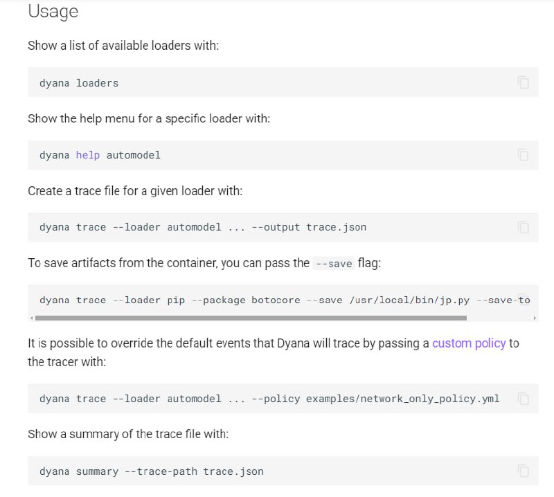 Dyana：一个多功能的沙盒环境，可以加载、运行和分析各种文件，包括机器学习模型、可执行文件、Python脚本等，帮用户深入了解文件的行为和性能Dyana：一个多功能的沙盒环境，可以加载、运行和分析各种文件，包括机器学习模型、可执行文件、Python脚本等，帮用户深入了解文件的行为和性能