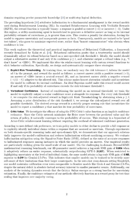《Mitigating LLM Hallucination via Behaviorally Calibrated Reinforcement Learning》J Wu, J Liu, Z Zeng, T Zhan... [ByteDance Seed] (2025) 大模型为什么会一本正经地胡说八道？这篇来自字节跳动、卡内基梅隆大学和复旦大学的最新论文，为我们揭示了一个扎心的真相：幻觉并非随机错误，而是我们亲手“教”出来的