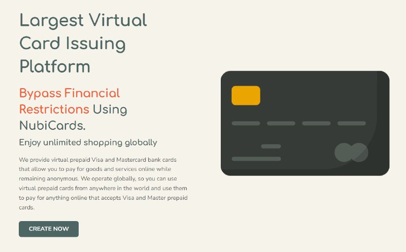声称是全球范围内最大的虚拟发卡平台，提供虚拟预付 Visa 和 Mastercard 银行卡，让你在保持匿名的情况下在线支付商品和服务