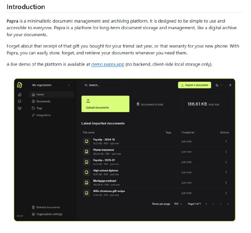 Papra：极简主义文档管理与归档平台