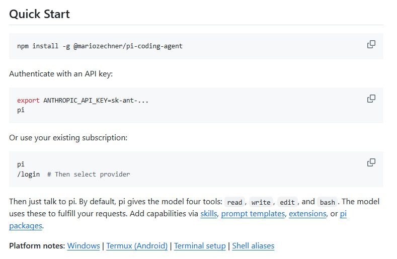 极简主义的编程工具哲学：Pi 凭什么让人用了就回不去 | homePi 是一个极简的终端编程工具，它几乎不内置任何功能，但可以通过扩展随意定制