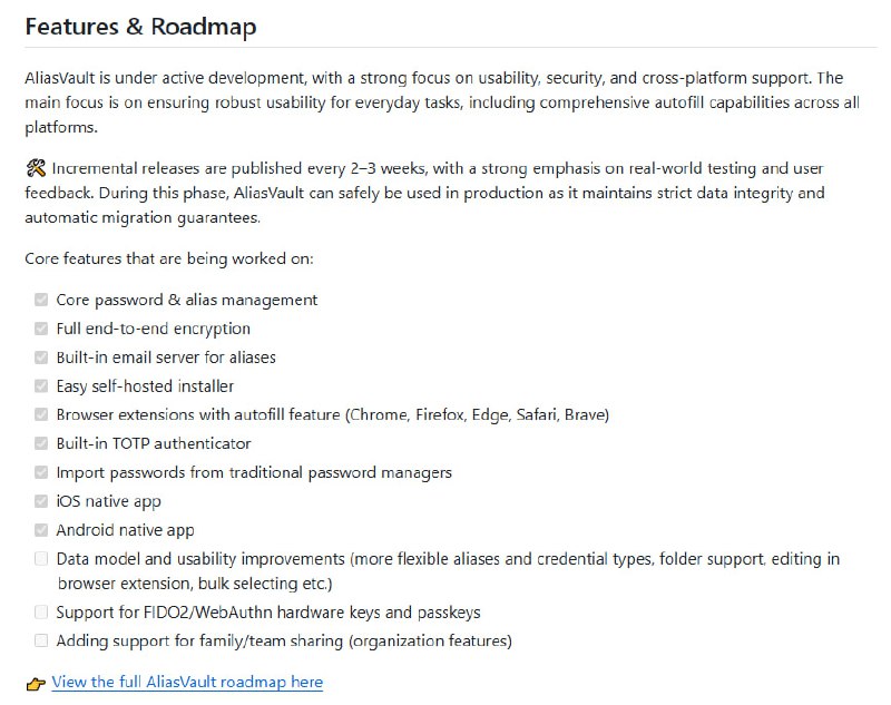 AliasVault：保护隐私的密码与邮箱别名管理器