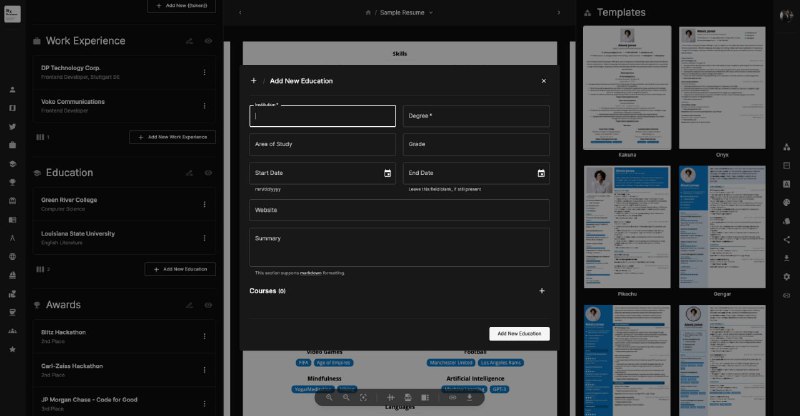 #简历  #生成器 ：Reactive Resume，可通过各种配置，让创建、更新、共享简历的过程变得更加简单便捷