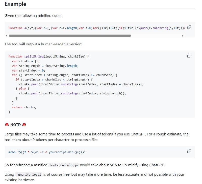HumanifyJS 利用大型语言模型（如 ChatGPT、llama）结合 Babel 等工具，实现 JavaScript 代码的高质量反混淆与还原，保持代码功能完全等价